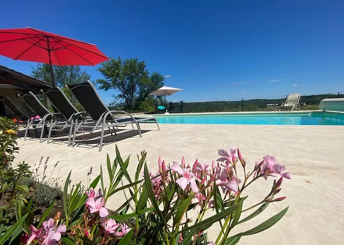 Caramel - Piscine - Vue Fargues (Lot)